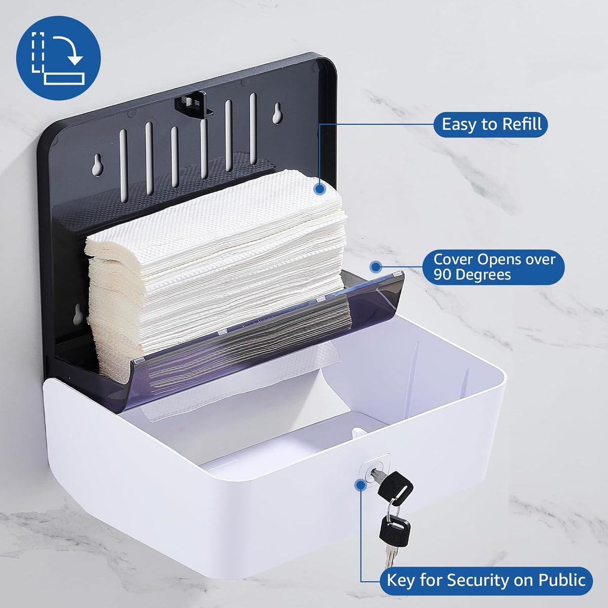 Paper Towel Dispenser Wall Mounted, Multifold Hand Towel Dispenser for Kitchen Bathroom Home