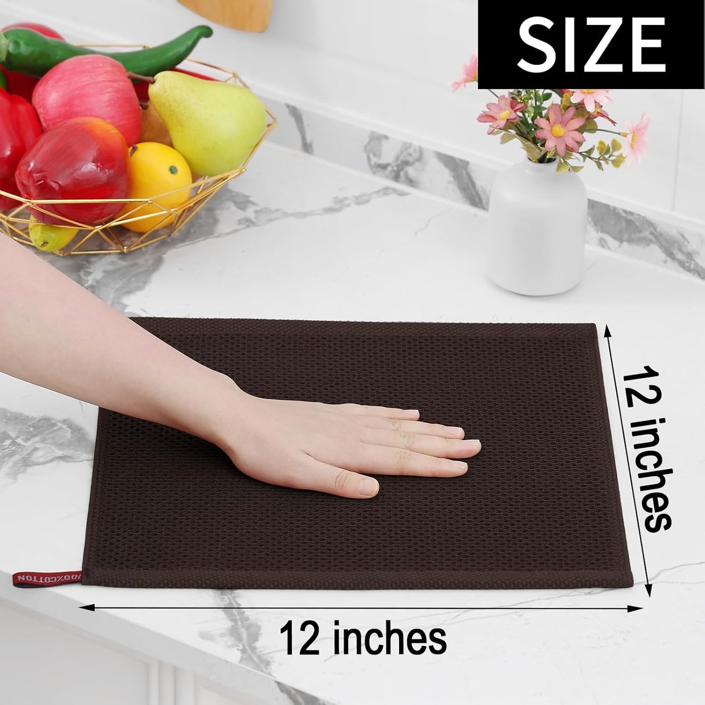 Homaxy 100% Cotton Waffle Weave Kitchen Dish Cloths, Ultra Soft Absorbent Quick Drying Dish Towels