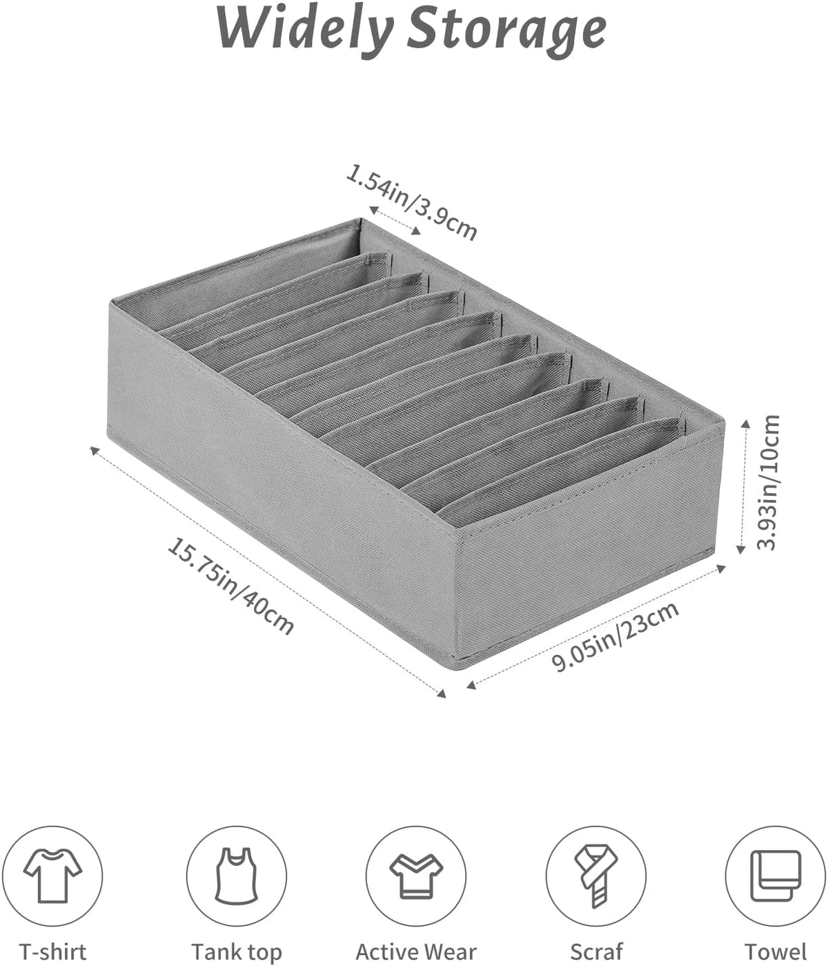 4 Packs T-shirt Drawer Organizers for Clothing,10 Grids Compartment Wardrobe Storage Box, Washable