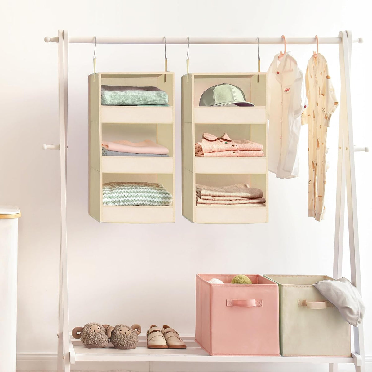 GRANNY SAYS 3 Shelf Hanging Closet Organizers and Storage, Collapsible Closet Storage Organizer