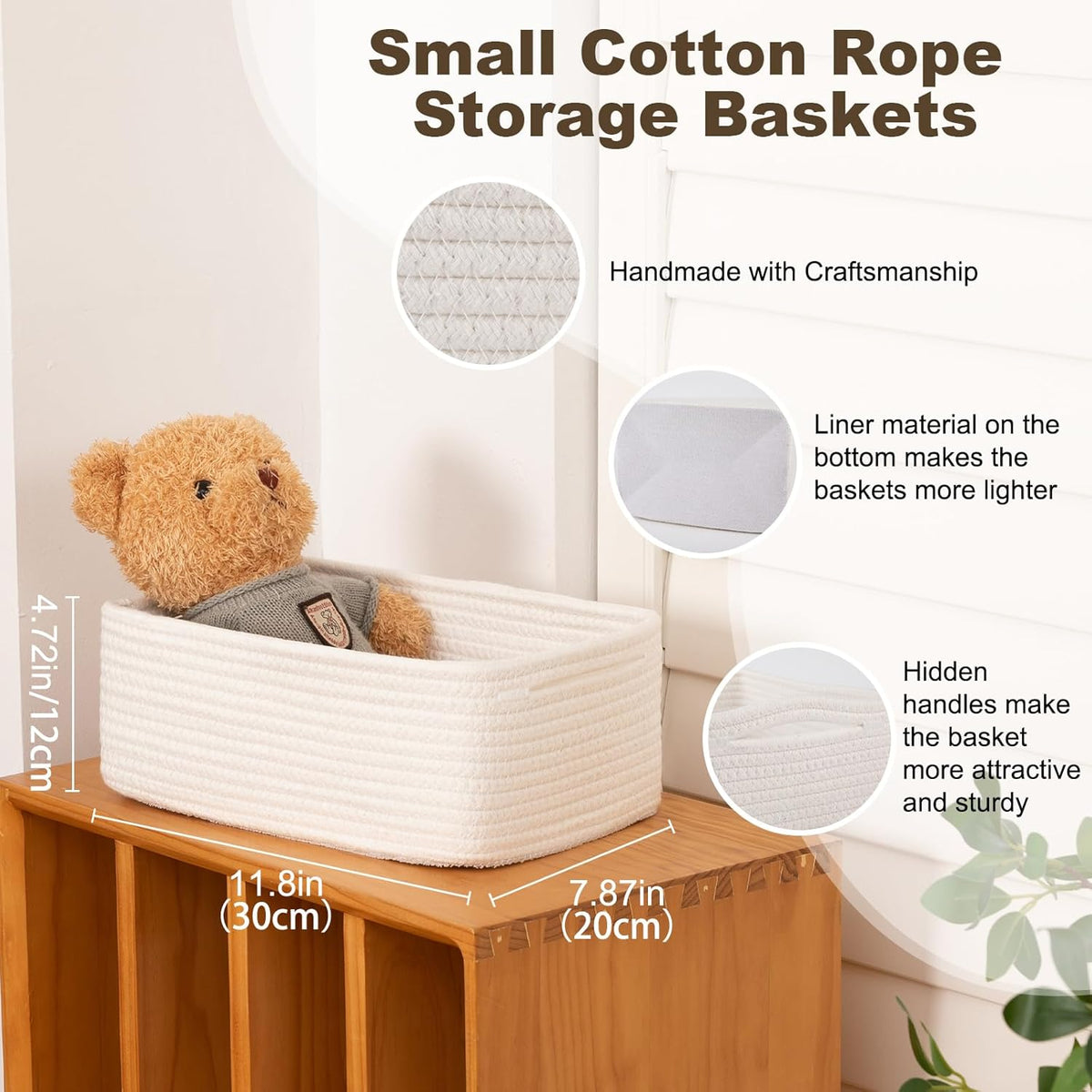 3 Pack Small Storage Baskets for Organizing, Cute Woven Decorative Gift Baskets for Shelves, Mini