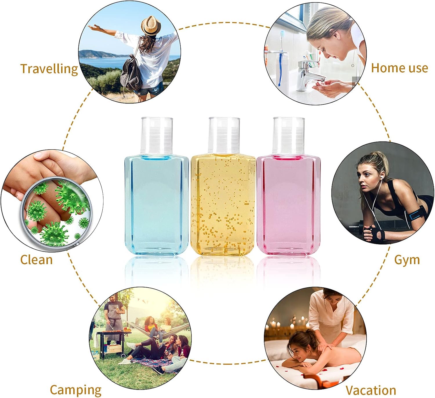 2oz Empty Hand Sanitizer Travel Size Bottles, Refillable Clear Plastic Containers with Flip Cap for