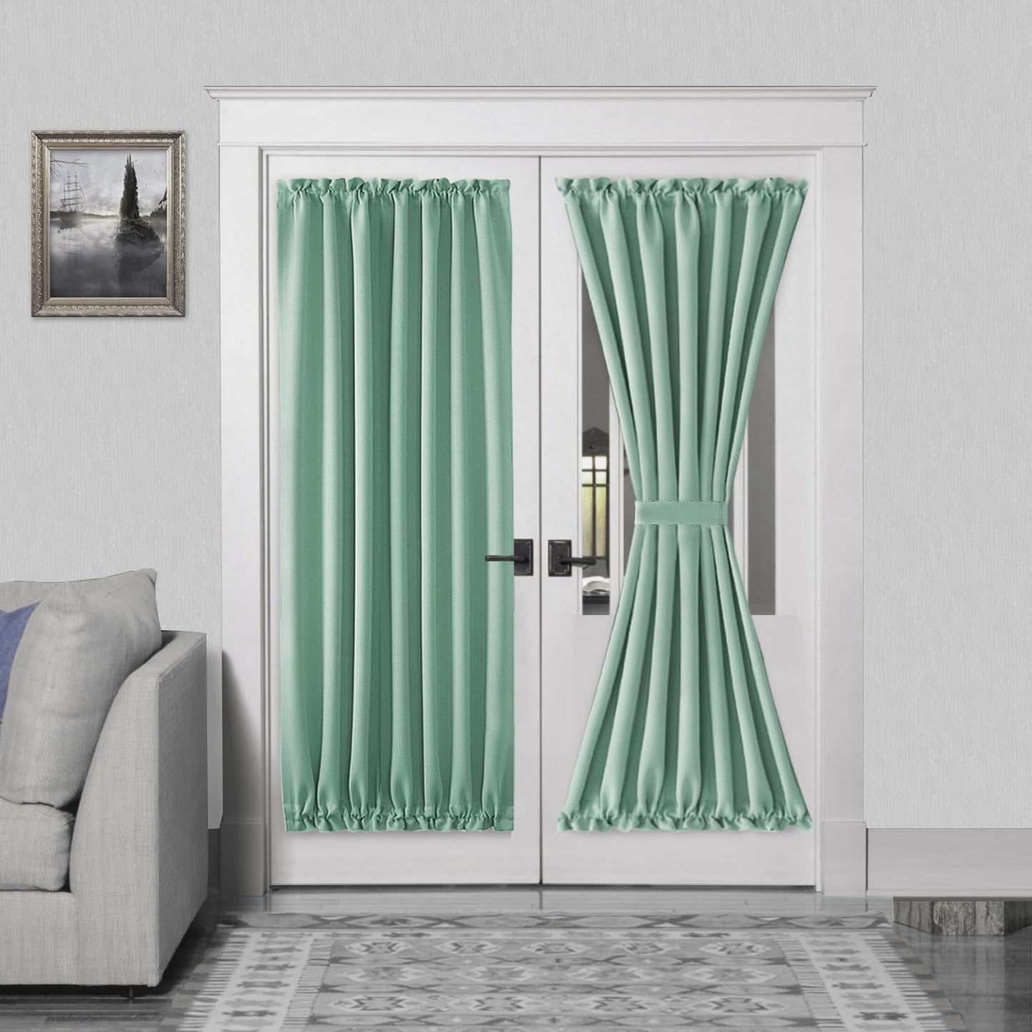 DWCN French Door Curtains – Rod Pocket Thermal Blackout Curtain for Doors with Glass Window