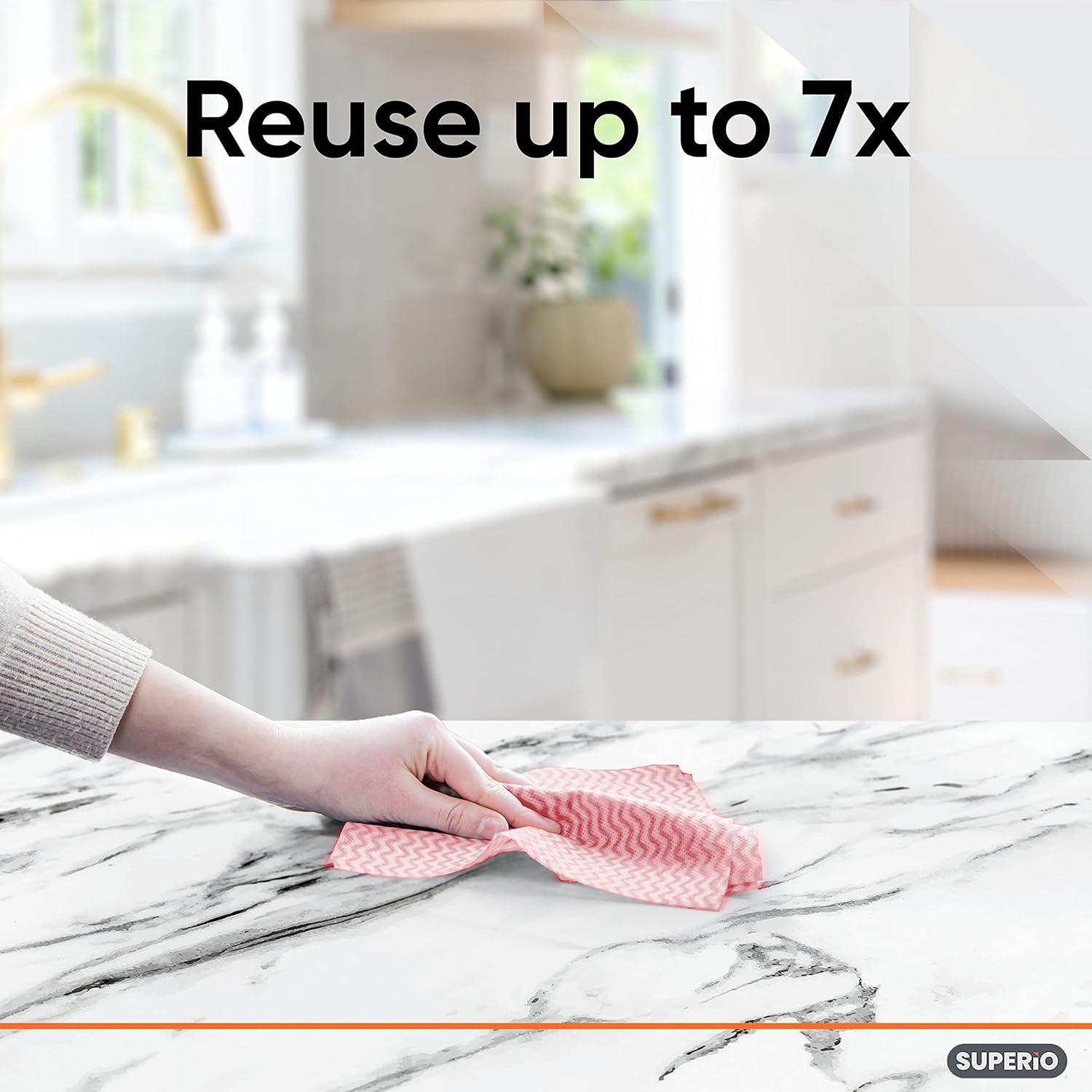 Superio Handy Wipes For Kitchen - Red Reusable Multi-Purpose Heavy-Duty Cleaning cloth for house