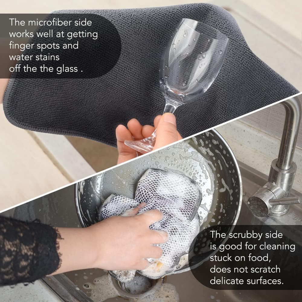 KinHwa Kitchen Washcloths for Dishes Absorbent Microfiber Dish Cloths Quick Dry Dish Rags with Poly