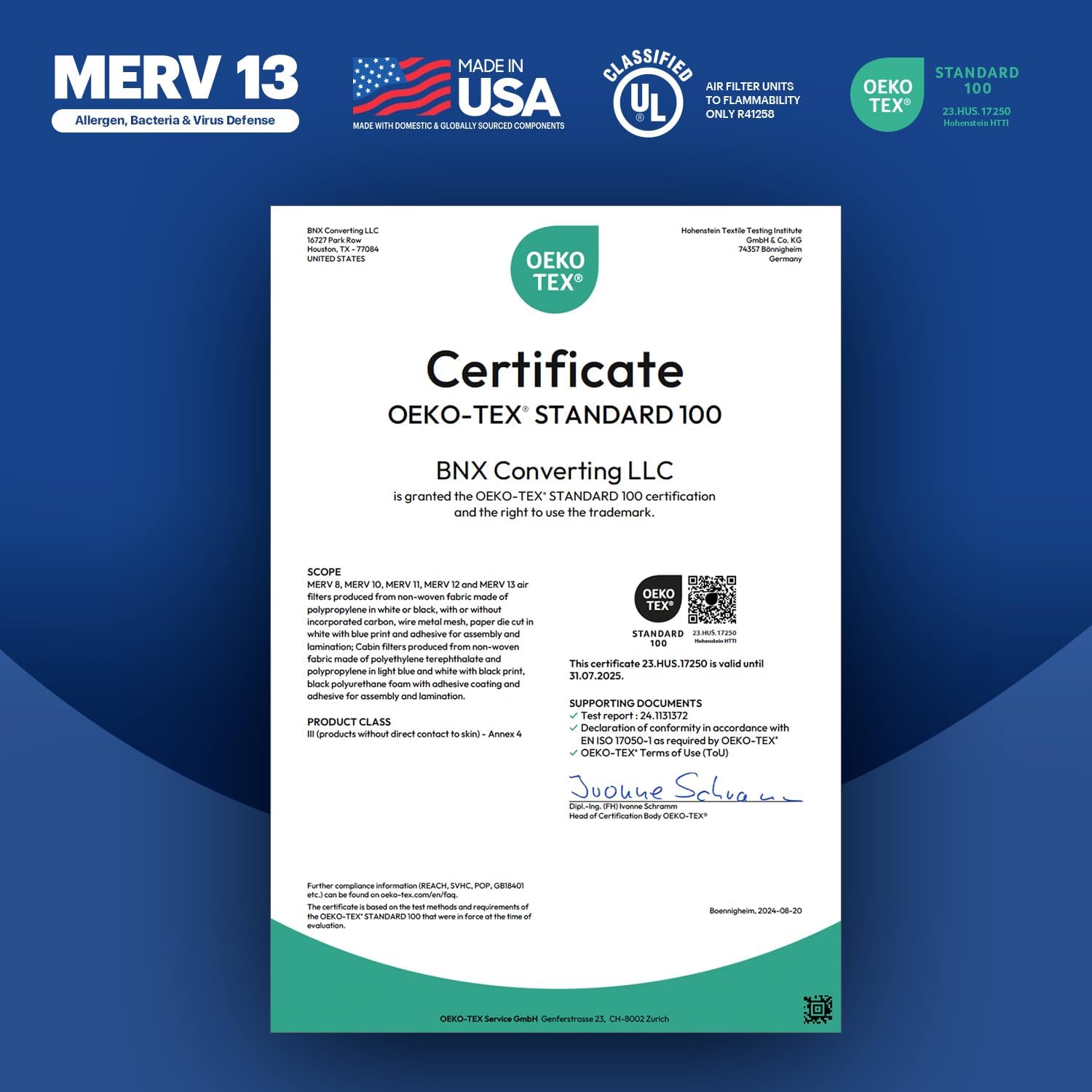 BNX TruFilter 12x30x1 Air Filter MERV 13 (4-Pack) - MADE IN USA - Electrostatic Pleated Air