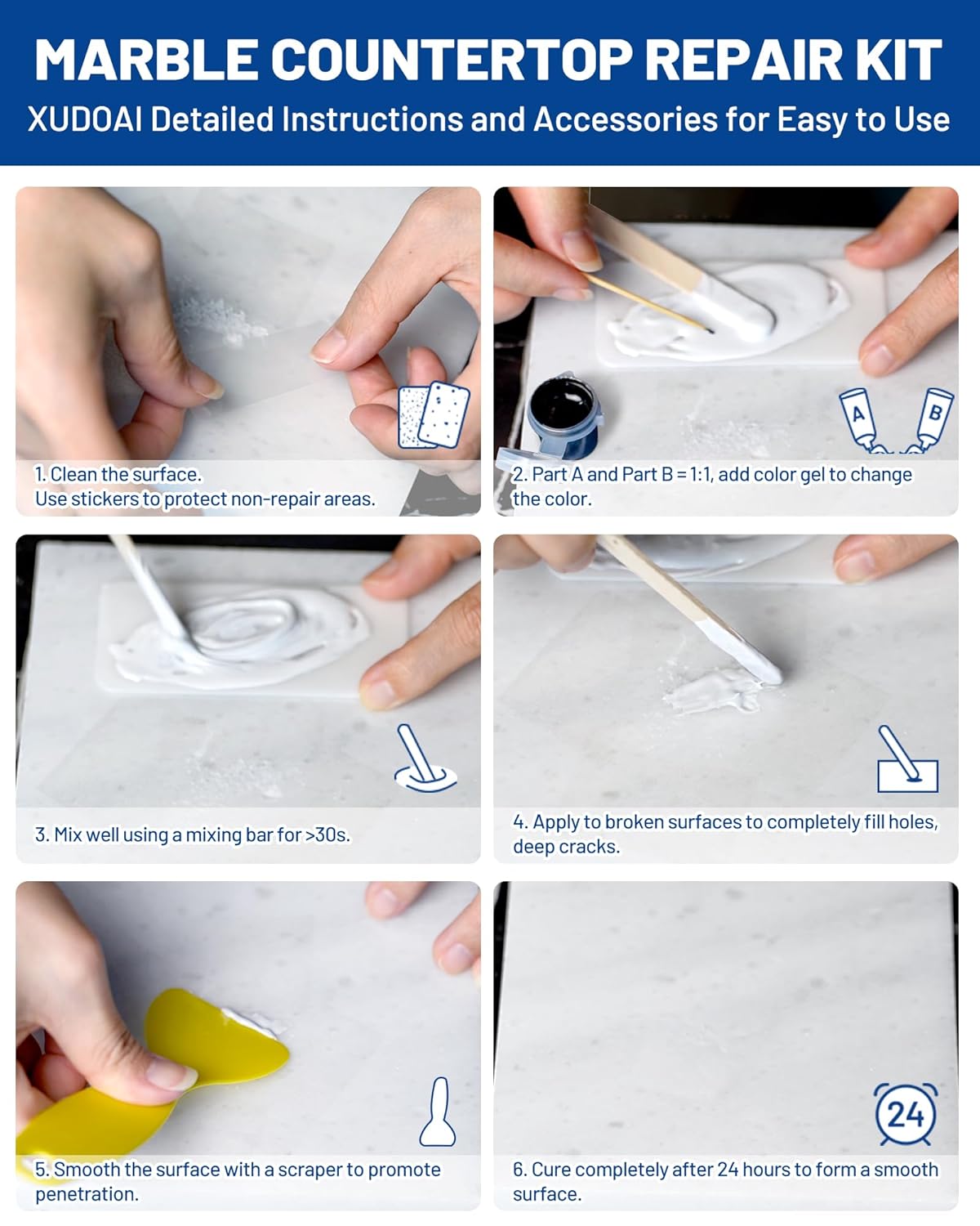 Marble and Granite Repair Kit (Color Match), 160g/5.64oz Quartz Countertop Repair Kit for Chips