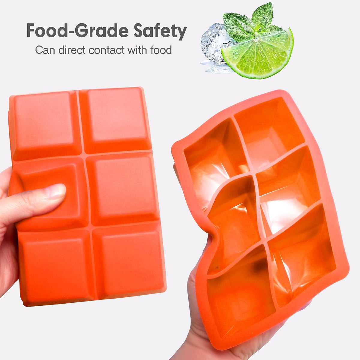 Silicone Ice Cube Trays with Lids,Large Square Ice Cube Molds for Freezer, Whiskey, Cocktail