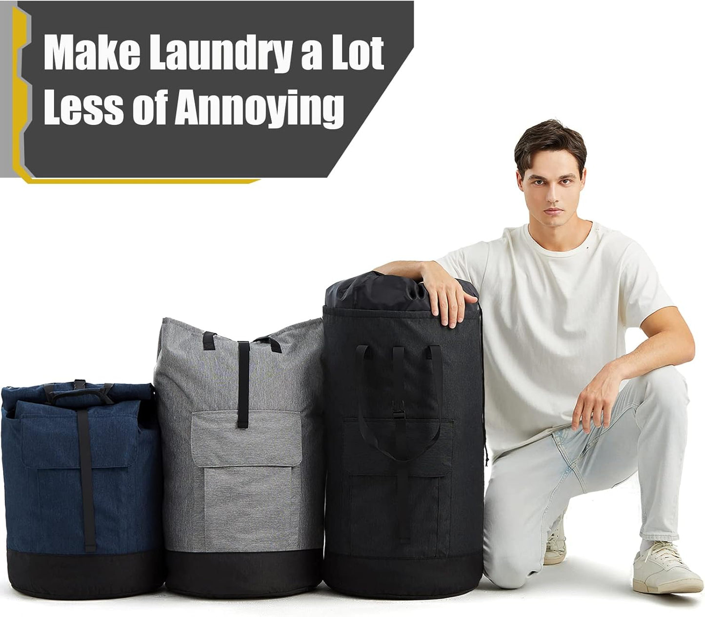 Laundry Backpack 115L, Heavy Duty Laundry Bag with Shoulder Straps, Backpack Laundry Bags for