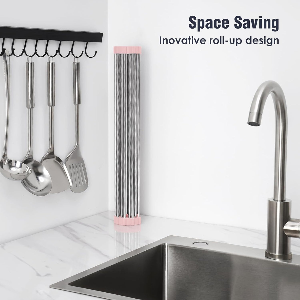 Tomorotec 17.7" x 12.5" Roll Up Dish Drying Rack Over Sink Drying Rack Sink Cover Kitchen Sink