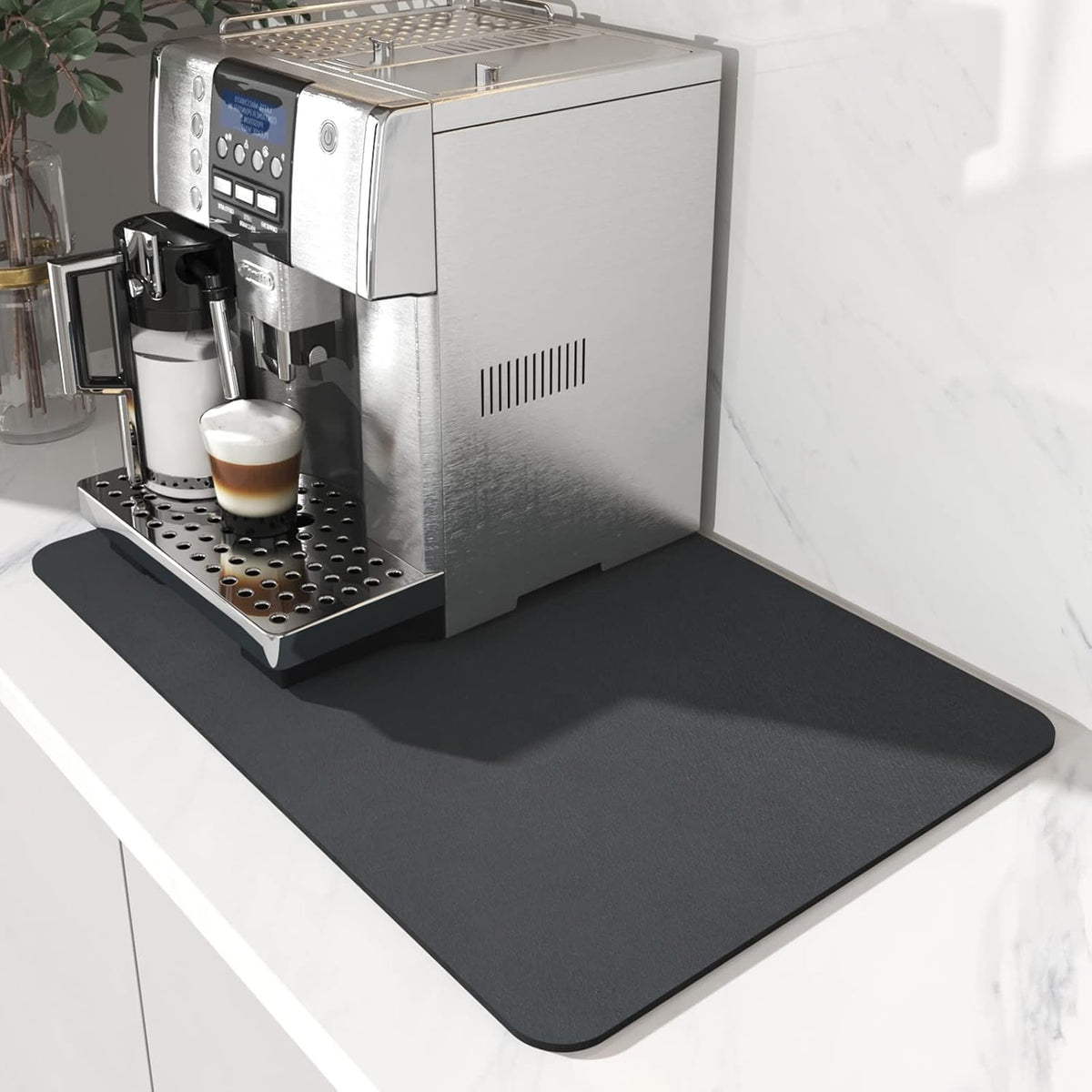 AMOAMI Coffee Mat - Hide Stain Rubber Backed Absorbent Dish Drying Mat for Kitchen Counter - Fits
