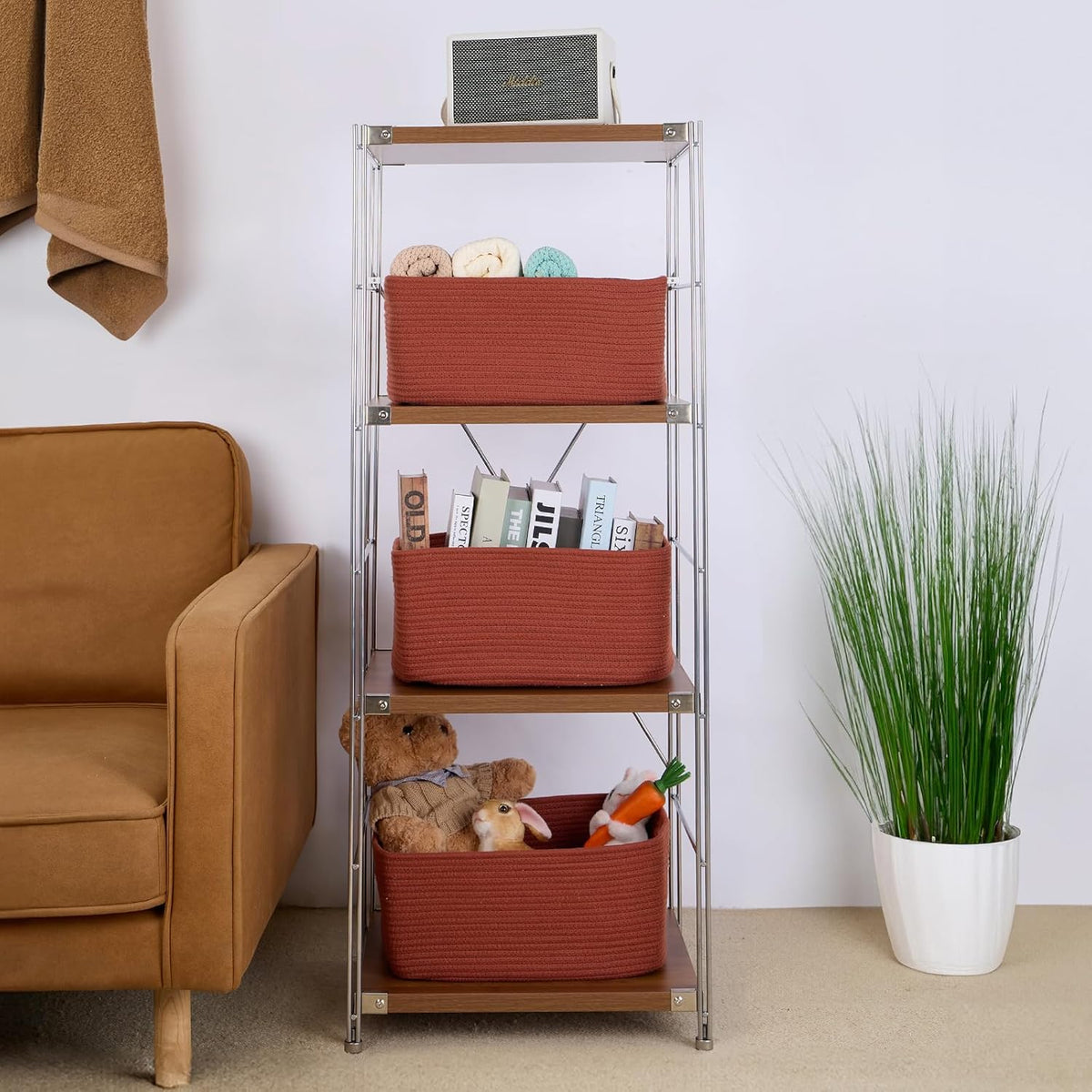 Large Storage Baskets for Shelves, Closet Organizers Bins for Clothes Blanket Towels, Baby Nursery