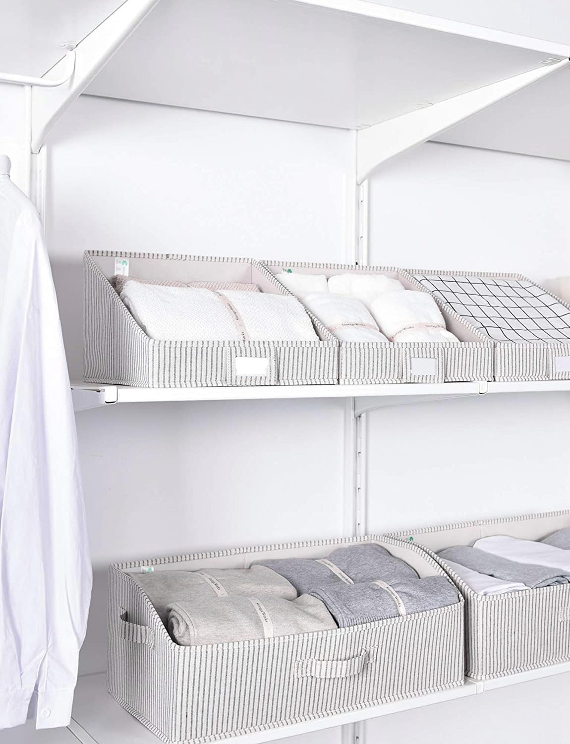 StorageWorks Closet Storage Bins, Trapezoid Organizer Box for Shelves, Fabric Clothes Bin, Foldable