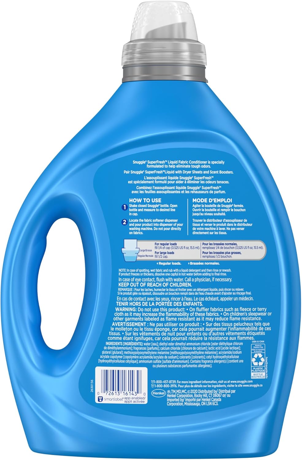 Snuggle Liquid Fabric Softener, SuperFresh Original, Eliminates Tough Odors, 2X Concentrated, 150