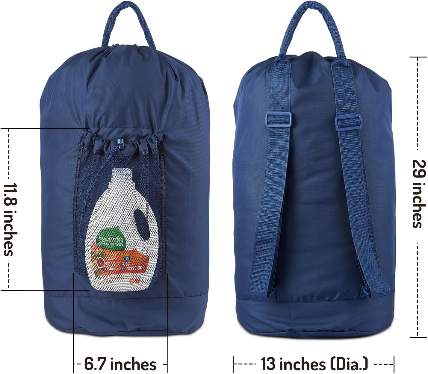 Laundry Bag Backpack with Detergent Holder and Adjustable Shoulder Straps, Clothes Laundry Backpack