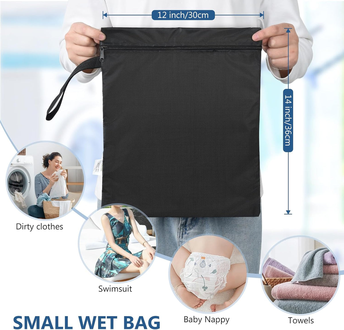OTraki 2PCS Small Wet Bag for Swimsuit 12x14 Inch Wet Clothes Bag with Handle & Zippered Reusable