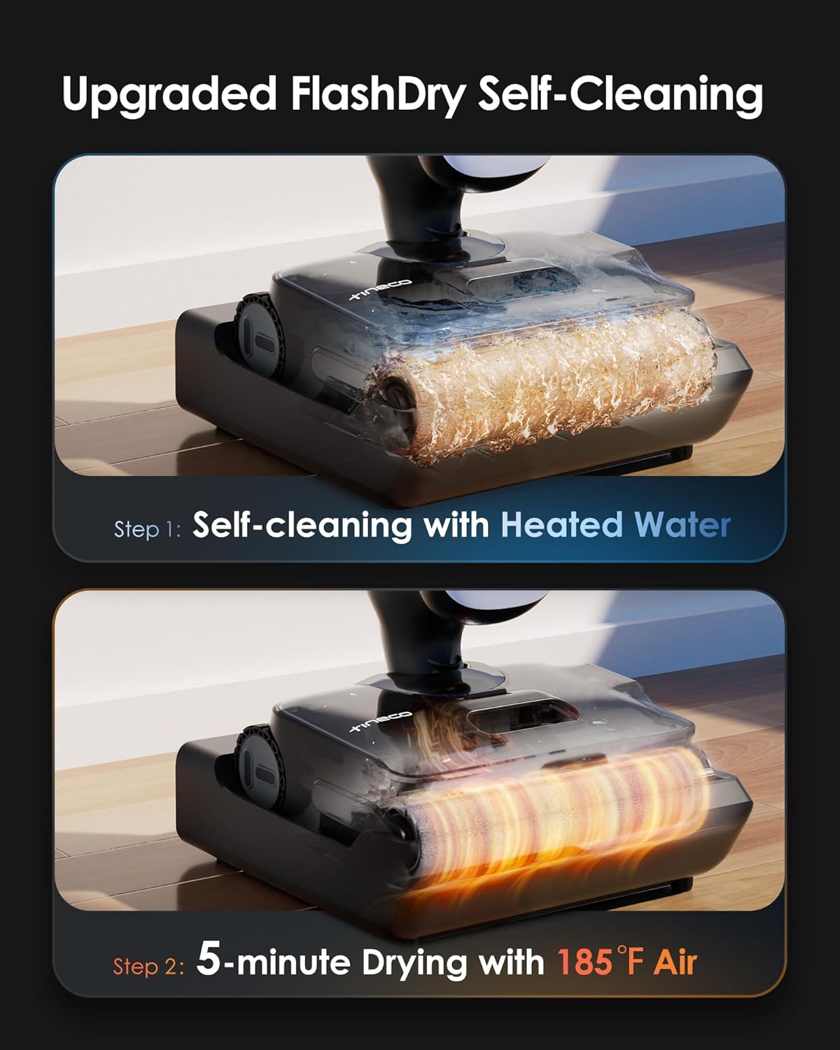 Tineco Floor One S9 Artist Pro Wet Dry Vacuum Cleaner, 22kPa Suction, 360° SmoothDrive, Anti-Tangle