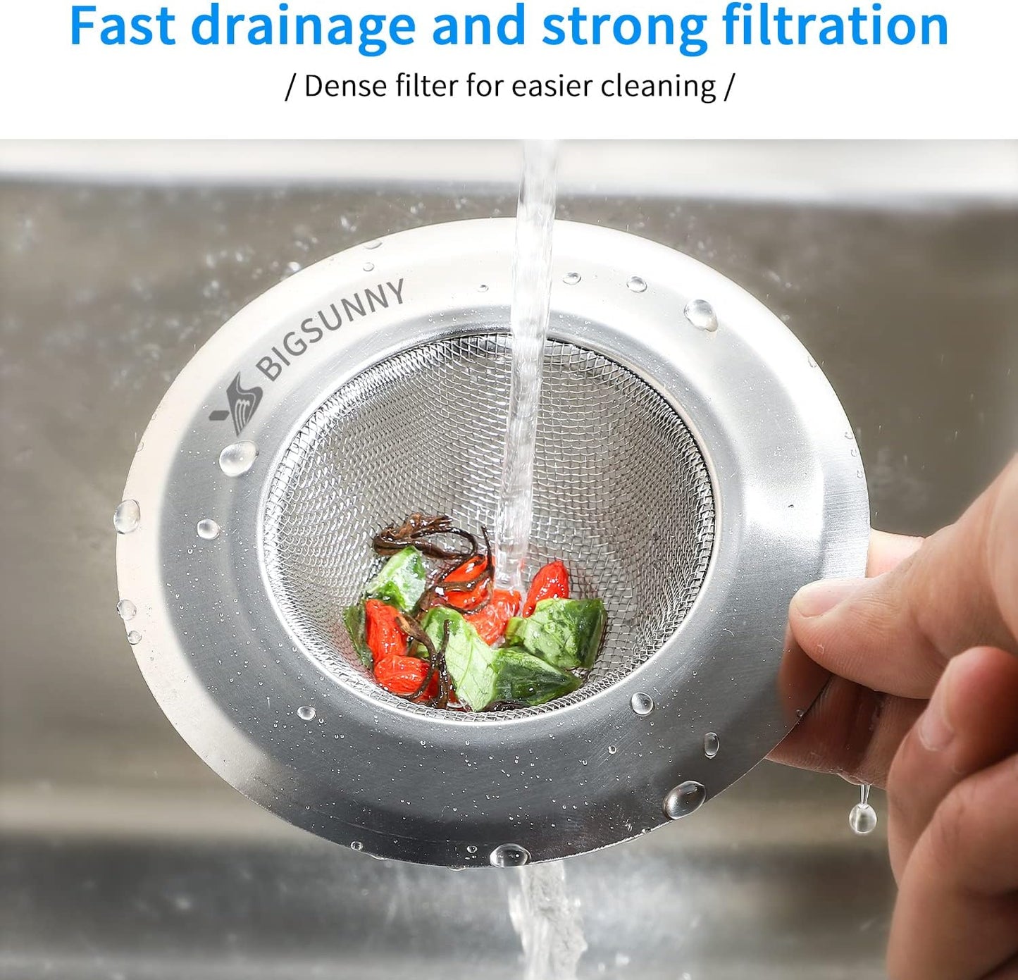 Mesh Sink Strainer Set of 2, MSY BIGSUNNY Stainless Steel Kitchen Sink Strainer Kitchen Drain