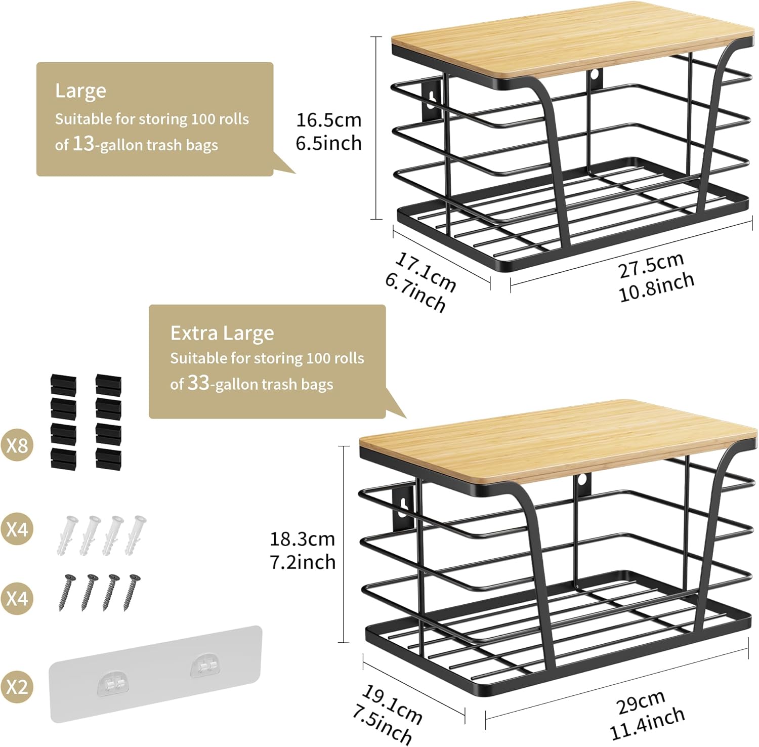 2 Pack Extra Large Pantry Storage Organizers, Pantry Baskets organization, Potato and Onion Storage