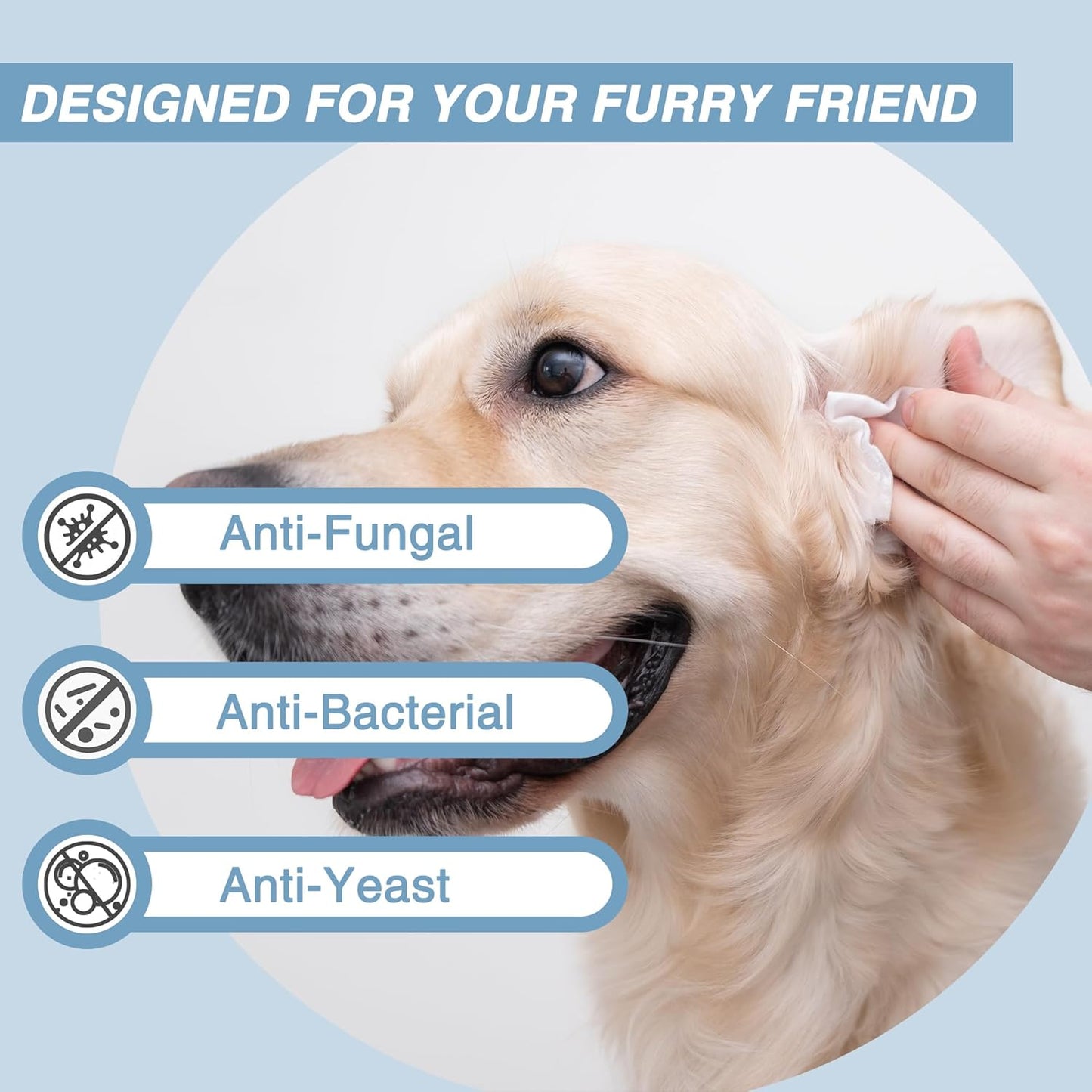 Antifungal and Antibacterial Wipes for Dogs & Cats, Dog Yeast Infection Treatment Wipes, All