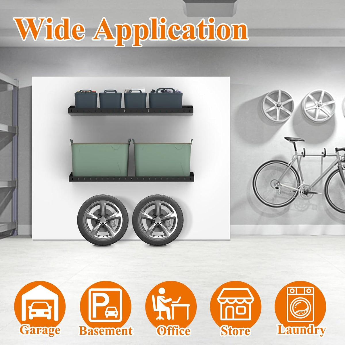 PEKGRIL 2 Pack Garage Wall Shelf, 1X2 Ft Heavy Duty Garage Shelving, Wall Mounted Storage Shelves
