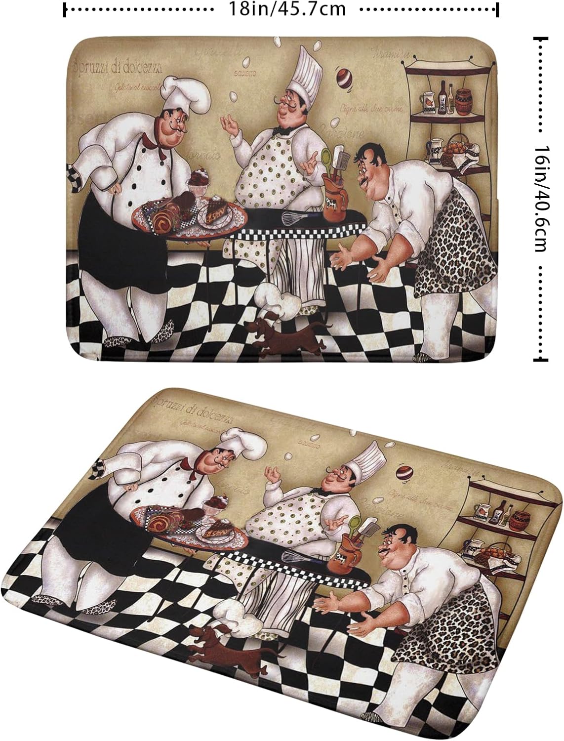 Fat Chef Dish Drying Mats for Kitchen Counter 16x18 Inch Buffalo Plaid Cooking Utensils Absorbent