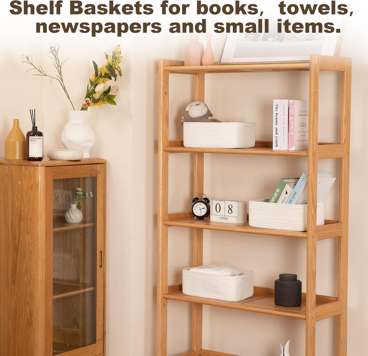 3 Pack Small Storage Baskets for Organizing, Cute Woven Decorative Gift Baskets for Shelves, Mini