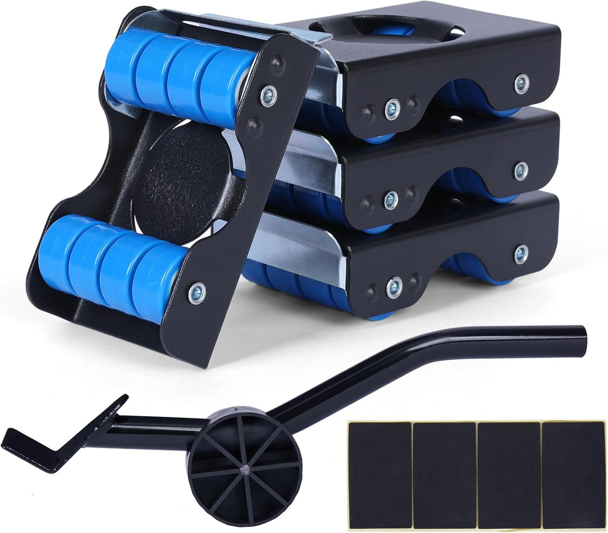 Furniture Sliders, Furniture Movers with Wheels 700LBS- 4 Metal Slider with Anti-Slip Pad（4 Brakes