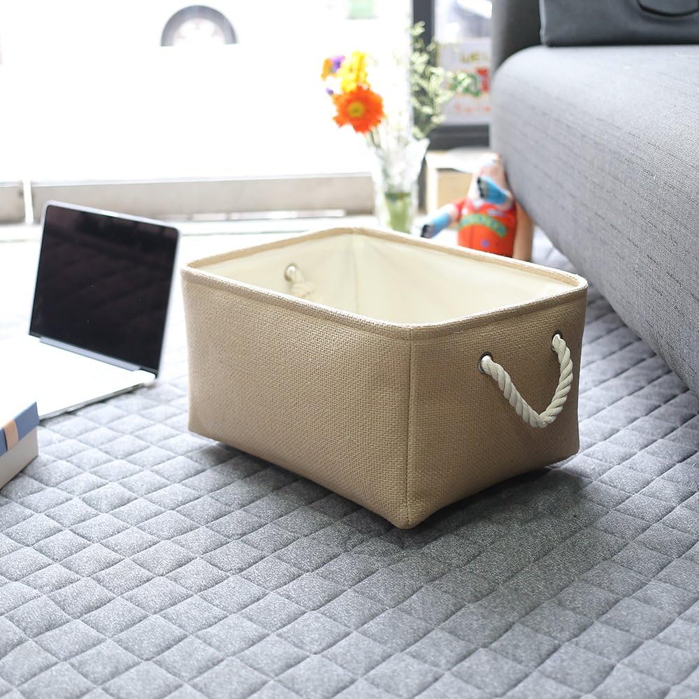 TheWarmHome Decorative Basket Rectangular Small Storage Basket Fabric Storage Bin Organizer Basket