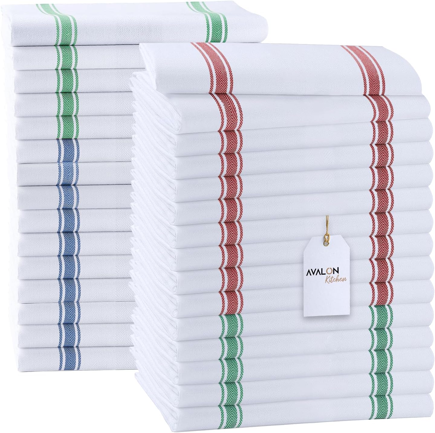 Dish Towels Set (Value Pack of 30) Size 15x25 Inch, 100% Cotton Soft & Absorbent Linen Kitchen