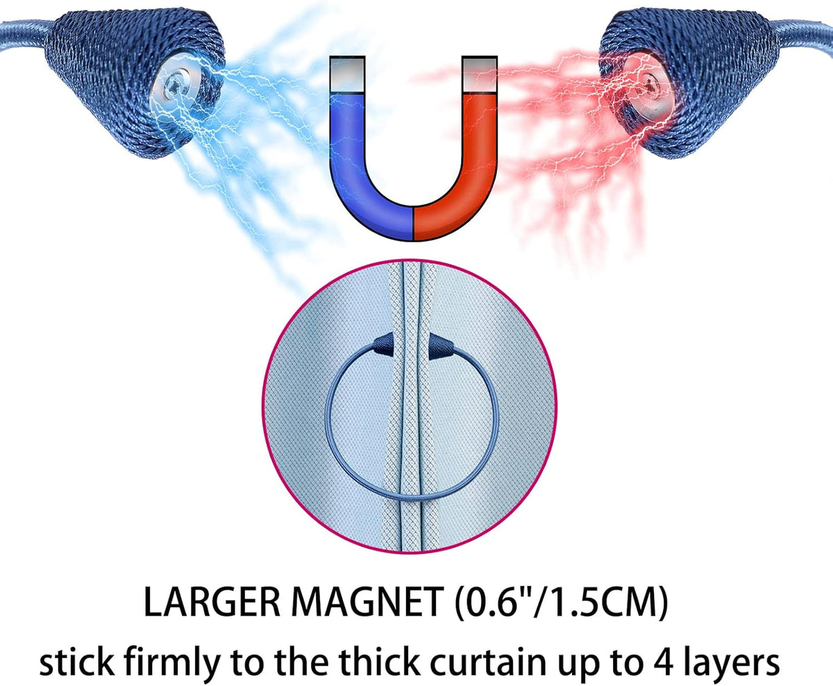 2 PCS Magnetic Curtain Tiebacks, European Style Convenient Drape Tie Backs Holdbacks for Thin or