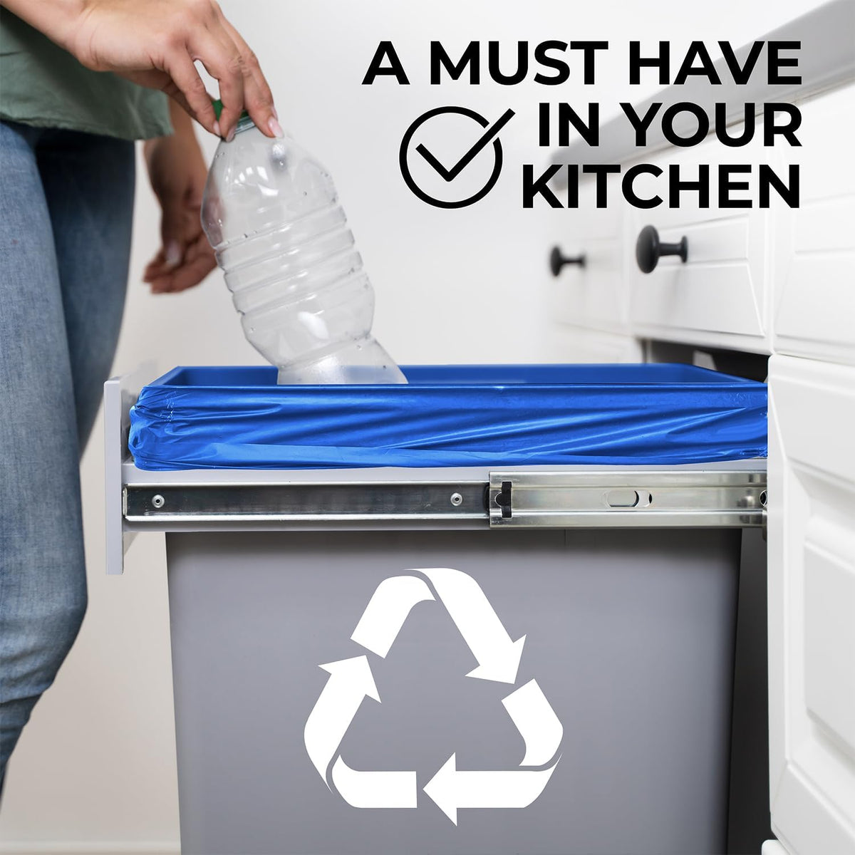 ToughBag 13 Gallon Recycling Bags, Blue Trash Bags (300 COUNT) - Blue Recycle Bags, Recycle Trash