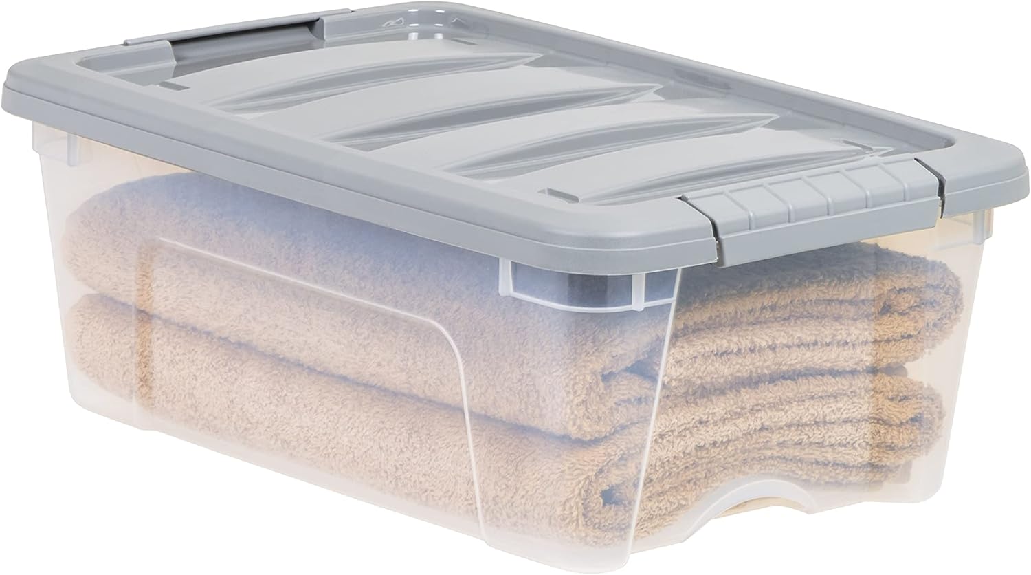 Amazon Basics Plastic Storage Containers with Secure Latching Lids, Stackable Organization Bins