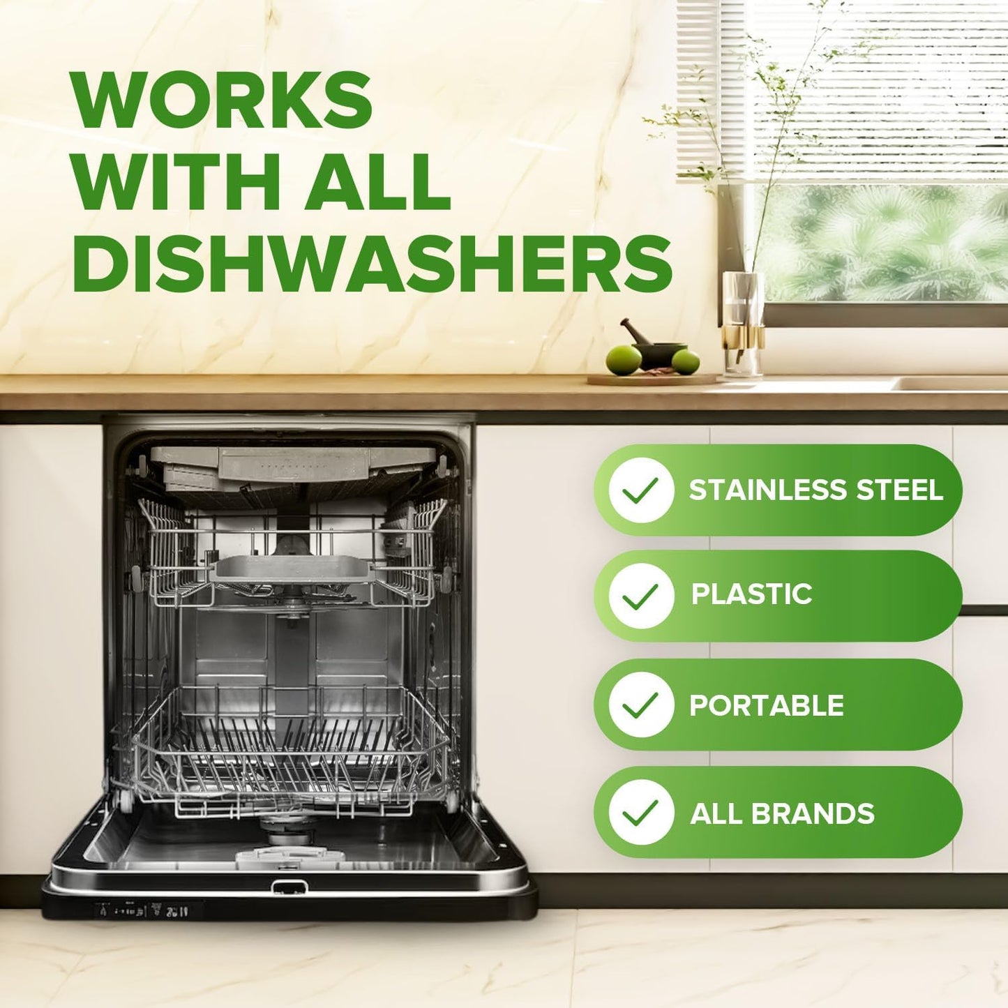 Heavy Duty Dishwasher Cleaner and Deodorizer Tablets, Descaler, Deep Cleaning, Natural Odor and
