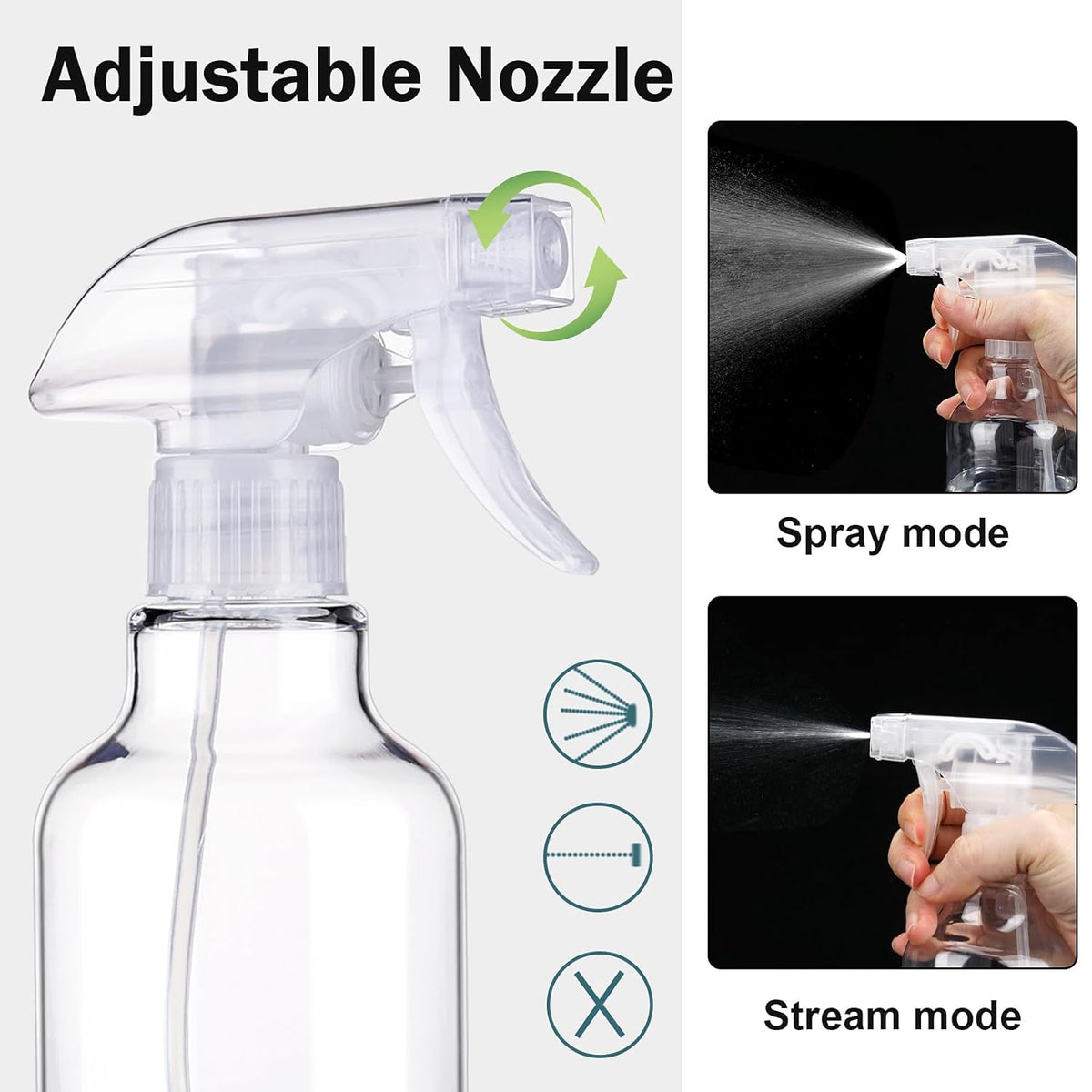 Plastic Spray Bottles Empty Spray Bottle 16.9oz/500ml 2 Pack Heavy Duty Spraying Bottles