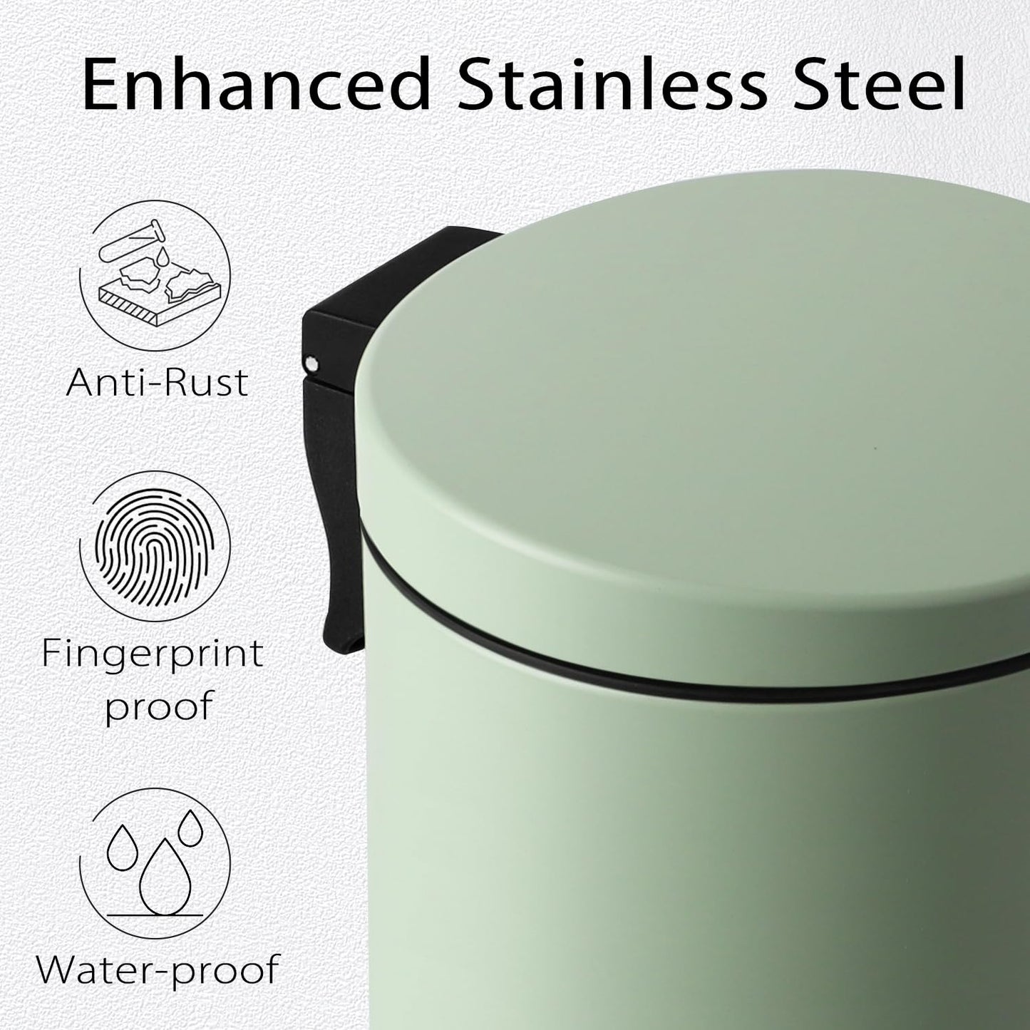 TIPGO Small Trash Can with Lid Soft Close, 4.5 Liters / 1.2 Gallon Bathroom Garbage Can, Mini Step
