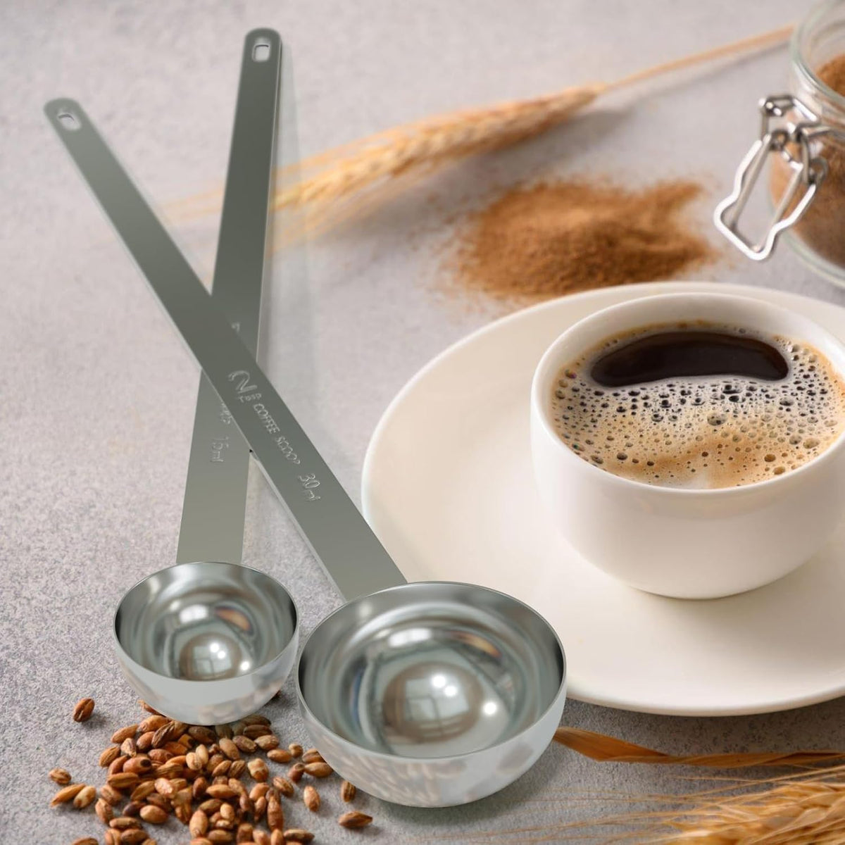 1PCS 1 Tablespoon Coffee Scoop, 9" Long Handle Measuring Spoon, One tbsp (15 ml) Stainless Steel