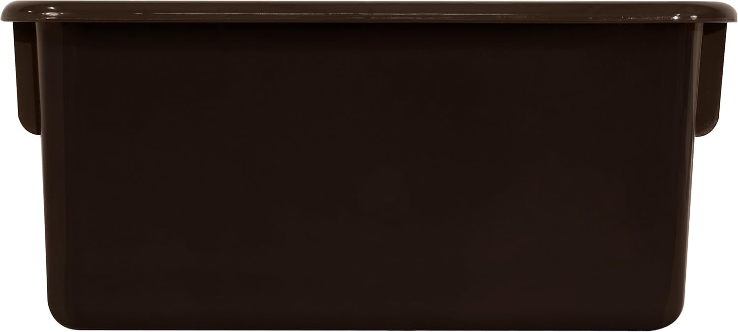 Wood Designs Cubby Storage Bin, Heavy Duty Plastic Containers for Kids Brown Cubby Tray Set of 25