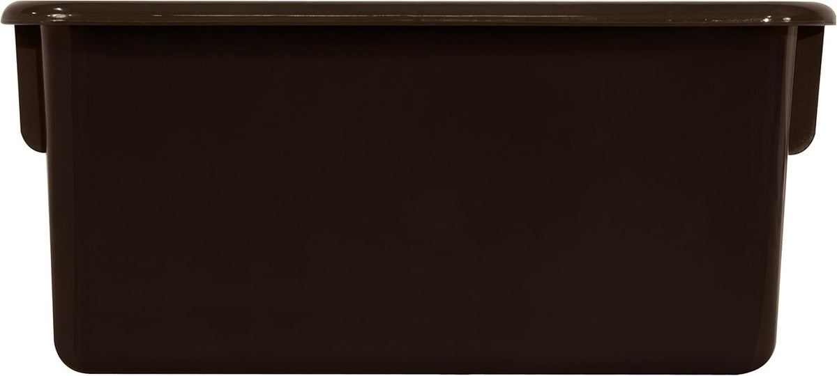 Wood Designs Cubby Storage Bin, Heavy Duty Plastic Containers for Kids Brown Cubby Tray Set of 20