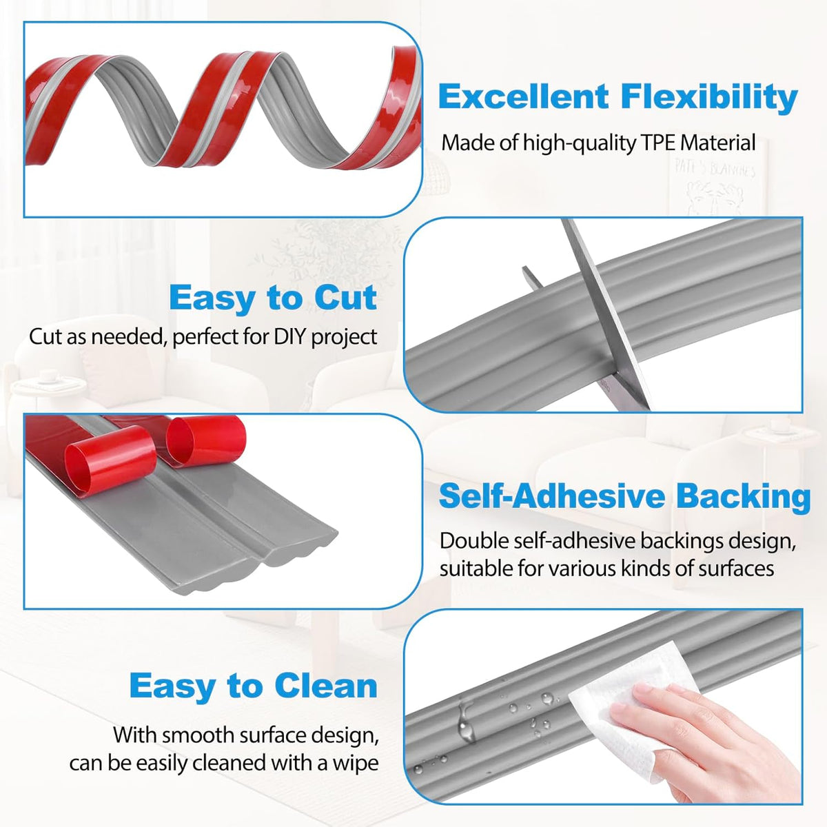 Wall Corner Protector Peel and Stick Corner Trim Molding Flexible Inside & Outside Wall Edge Guard