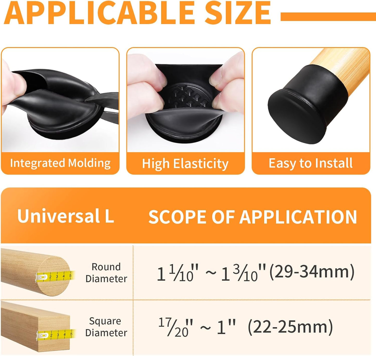 Ezprotekt 24 Pcs Black Chair Leg Sliders for Carpet, Round Teflon Furniture Glides for Rug, Carpet