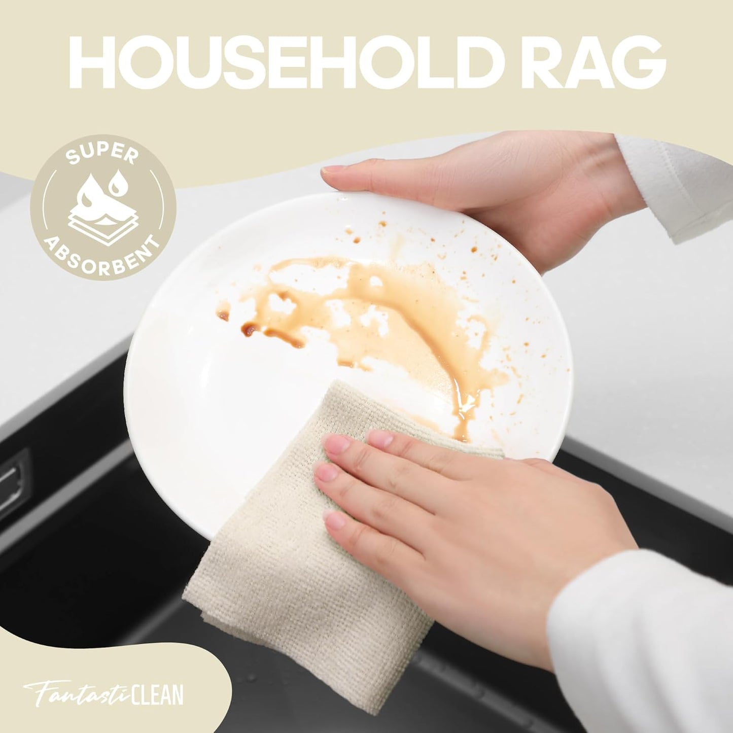 Fantasticlean Microfiber Cleaning Cloth Roll 2 Rolls 120 Pack, Tear Away Paperless Towels, 8" x 8"