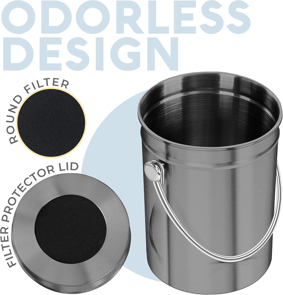 EPICA Countertop Compost Bin Kitchen | 1.3 Gallon | Odorless Composting Bin with Carbon Filters |