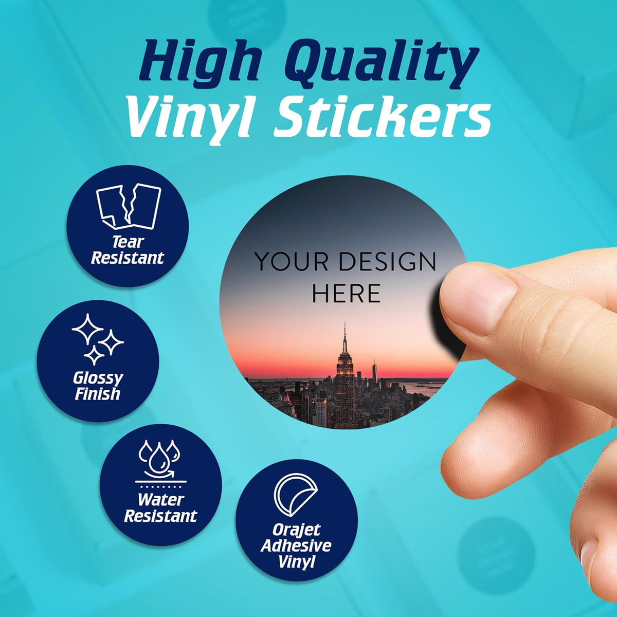 100 Custom Vinyl Stickers - Upload Your own Image, Text, Design, Logo - Personalized Logo Labels