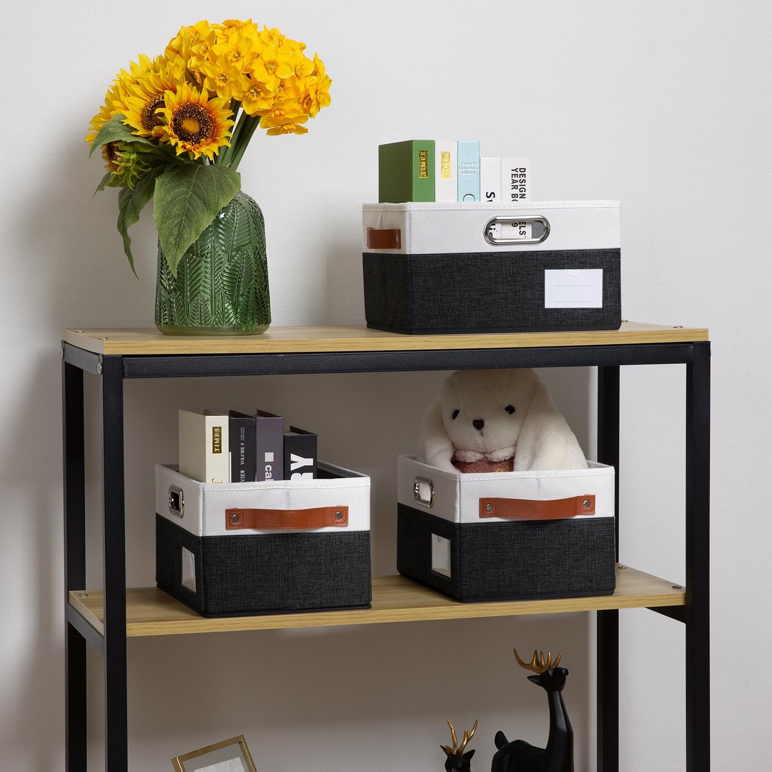 PRANDOM Foldable Storage Bins with Handles [3-Pack] Fabric Collapsible Storage Boxes Baskets Cubes