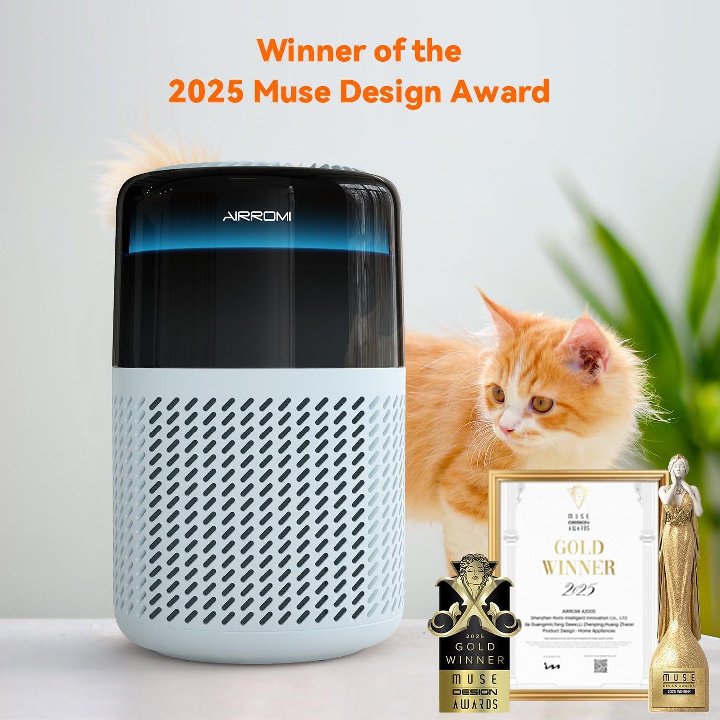 AIRROMI Air Purifier for Bedroom Home,HEPA Filter,Covers Upto 549 Ft²,Quiet 360°intake Air Cleaner