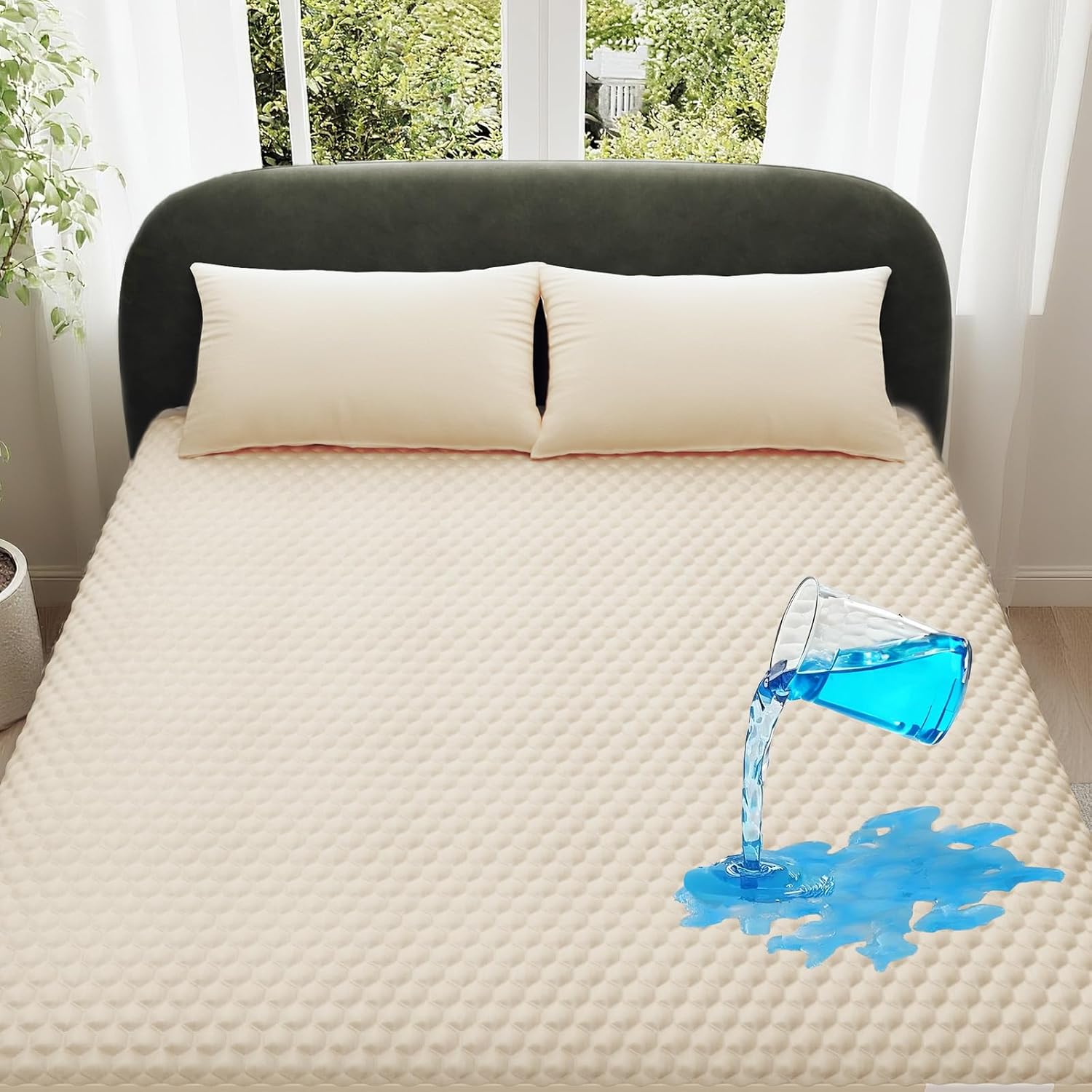 OhGeni 100% Waterproof Mattress Protector, Queen Size Mattress Pad, Fits 6"-20" Mattresses with