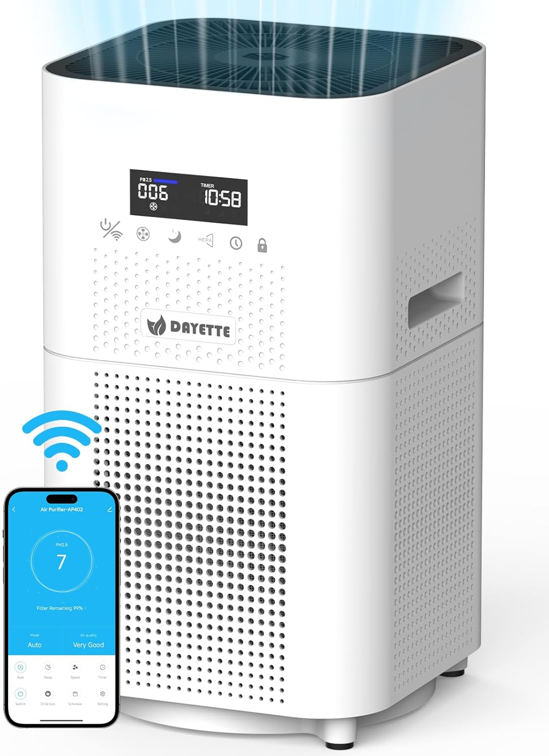 Dayette Smart WIFI Air Purifiers for Home Large Room Up to 3000 Sq Ft, APP & Alexa Control Air
