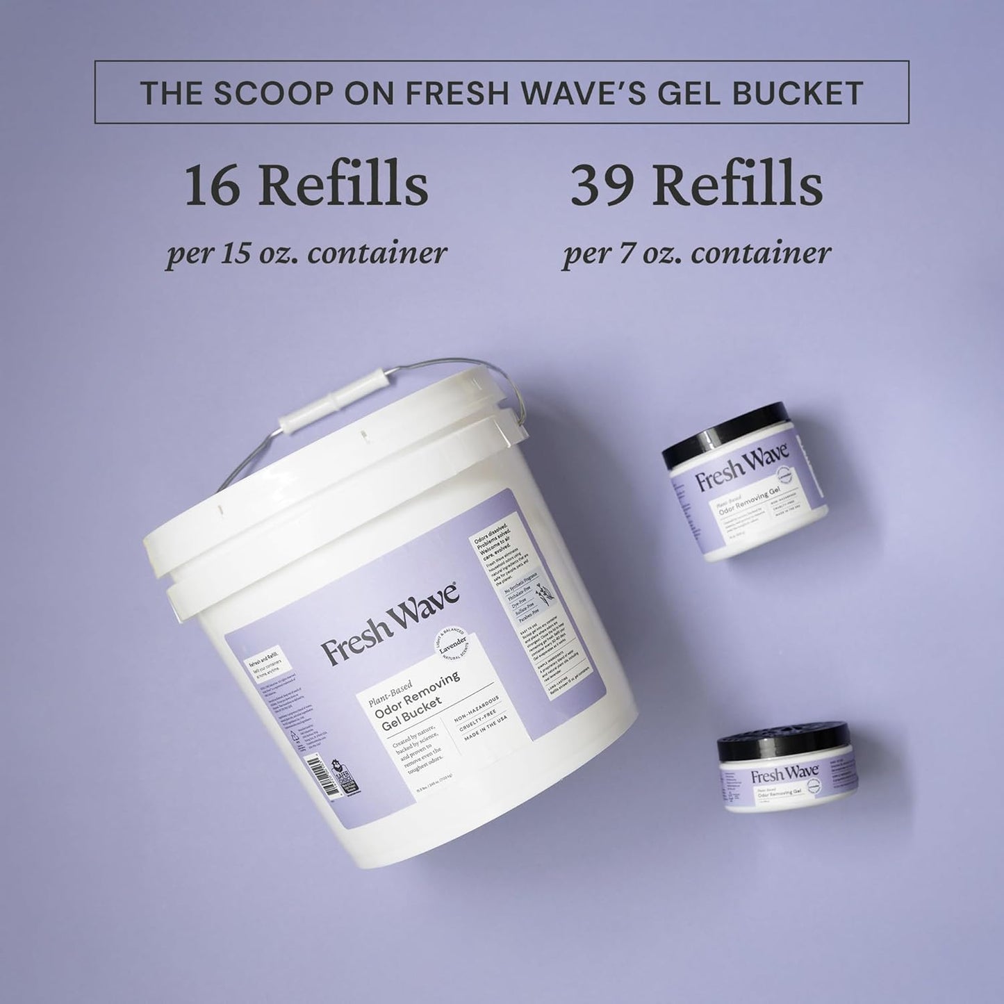 Fresh Wave Odor Removing Gel Bucket, 15.5 lb. (248 oz.) | Lavender Scent Refill | Odor Absorbers