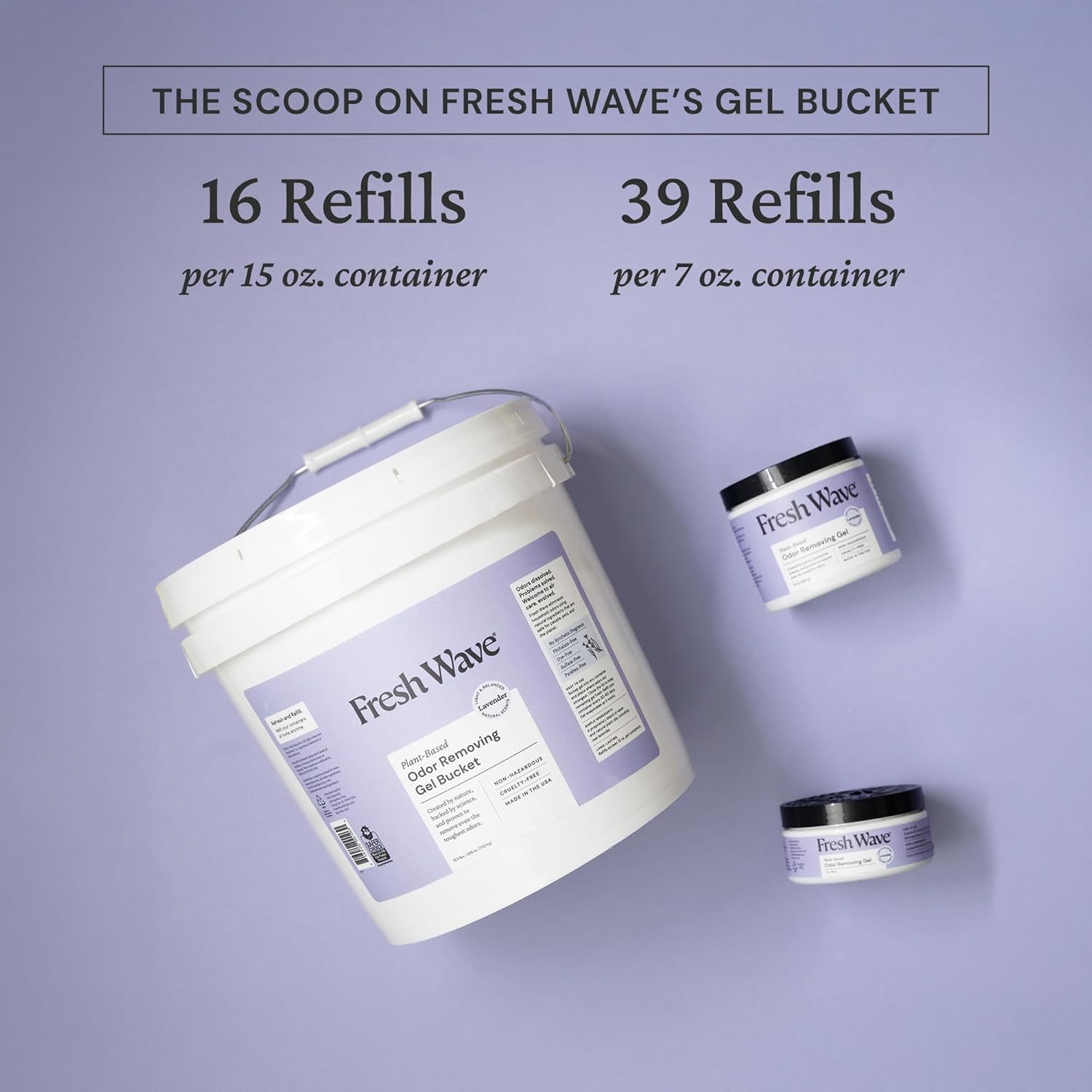 Fresh Wave Odor Removing Gel Bucket, 15.5 lb. (248 oz.) | Lavender Scent Refill | Odor Absorbers